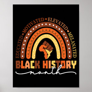 Black History Month Melanin Educated Motivated Ra Poster
