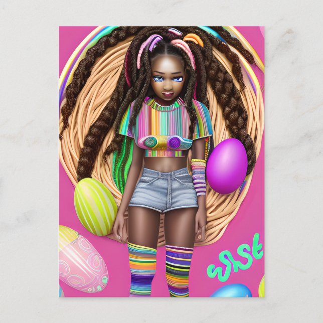 Black History Month Melanin Girl Magic Queen Sista Postcard (Front)