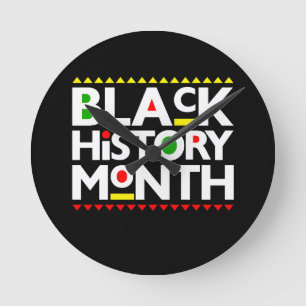 Black History Month Melanin King Queen Sista Bruh Round Clock