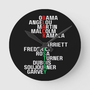 Black History Month Melanin King Queen Sista Bruh Round Clock