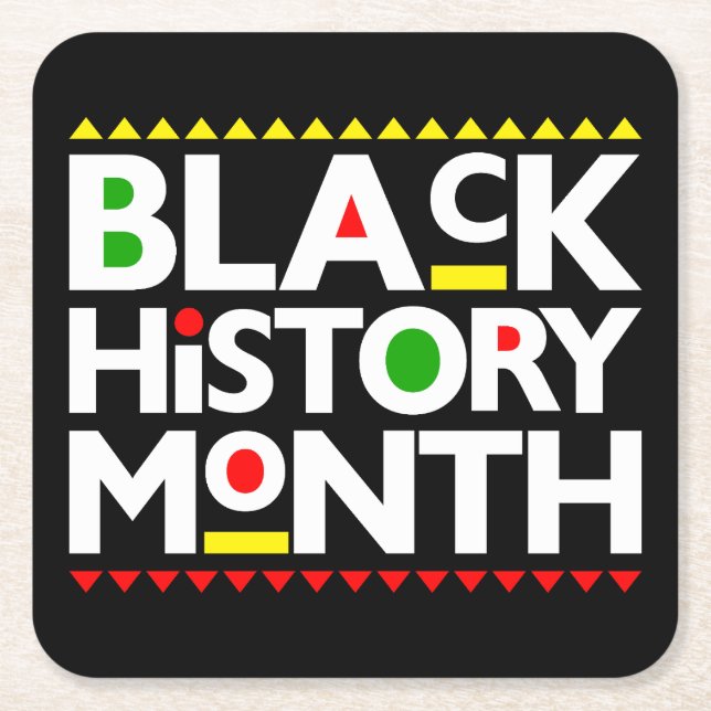 Black History Month Melanin Men Women Kids Square Paper Coaster (Front)
