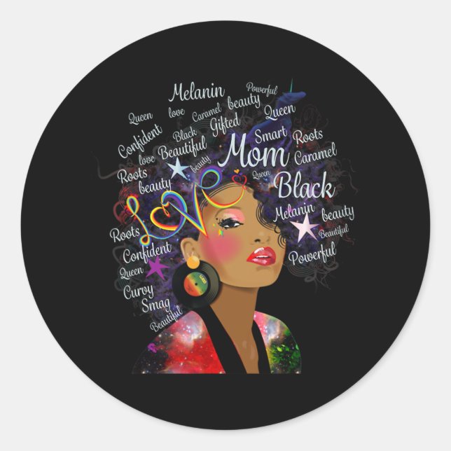 Black History Month Melanin Mum Juneteenth  Classic Round Sticker (Front)