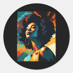 Black History Month Melanin Queen Black Girl Afric Classic Round Sticker