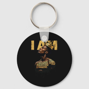 Black History Month Men Dad I Am Empowering Black Key Ring
