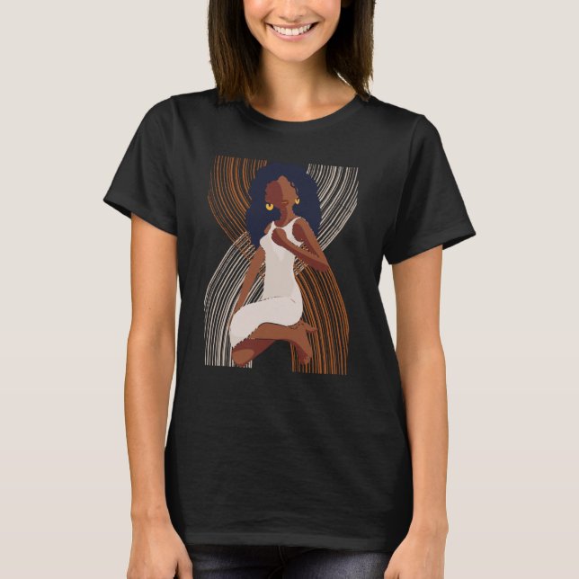 Black History Month Minimalist Queen Melanin Boho  T-Shirt (Front)