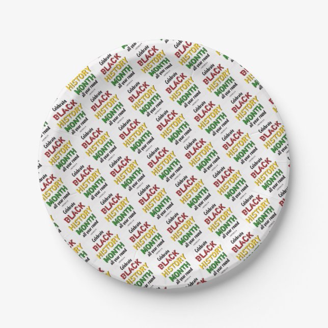 BLACK HISTORY MONTH Motivational BHM Paper Plate (Front)