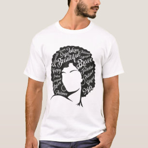 Black History Month Natural Hair Afro Word Art T-Shirt
