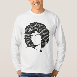 Black History Month Natural Hair Afro Word Art T-Shirt