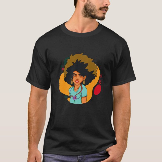 Black History Month Nurse Melanin African American T-Shirt (Front)