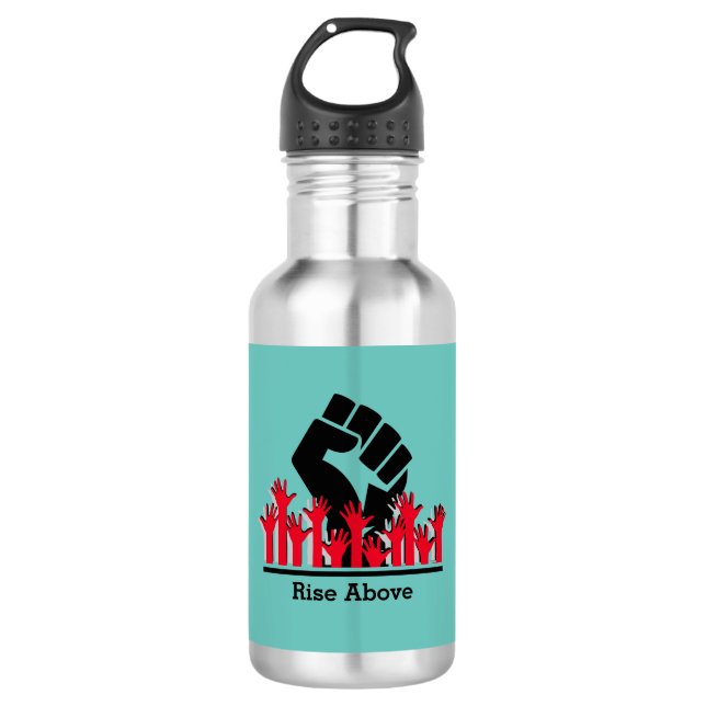 Black History Month Power Fist  RISE ABOVE Custom 532 Ml Water Bottle (Front)