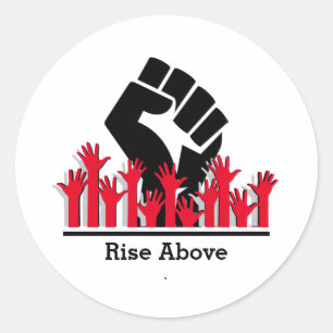 Black History Month Power Fist  RISE ABOVE Custom Classic Round Sticker