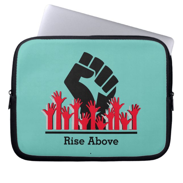 Black History Month Power Fist  RISE ABOVE Custom Laptop Sleeve (Front)