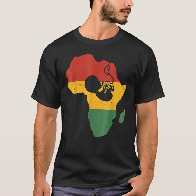 Black History Month Pregnant Flag African American T-Shirt (Front)