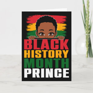 Black History Month Prince Little Melanin Afro Boy Card