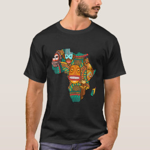 Black History Month Proud Afro Africa Pattern Mask T-Shirt
