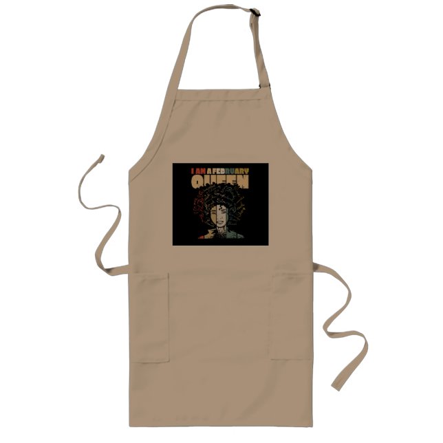 Black History Month Quote, Melanin February Queen Long Apron (Front)