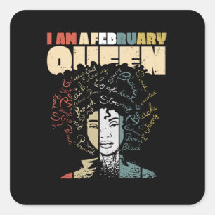Black History Month Quote, Melanin February Queen Square Sticker
