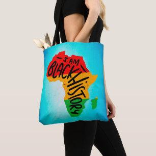 Black History Month Quotes - I AM BLACK HISTORY Tote Bag