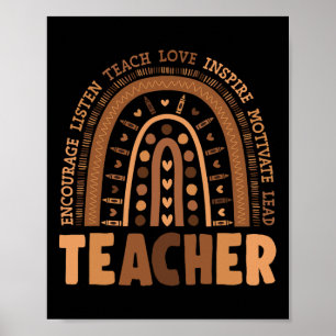 Black History Month Rainbow Melanin Teacher 1 Poster