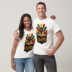 Black History Month Raised Fist Book Teacher T-Shirt