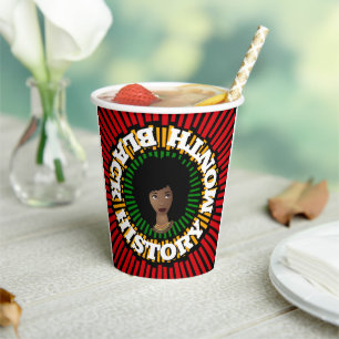 Black History Month, Rays of Sun, Black Woman Paper Cups