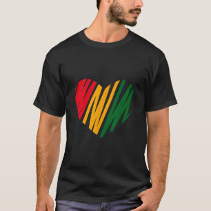 Black History Month Red, Gold And Green Heart For T-Shirt
