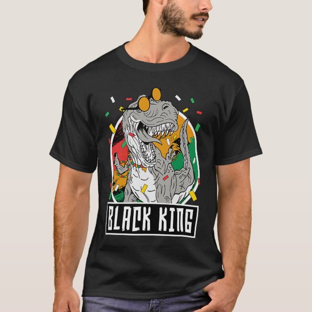 Black History Month Rex Dinosaur Black King Dino B T-Shirt (Front)