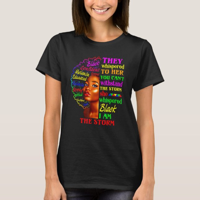 Black History Month Shirt African Woman Afro I Am  (Front)