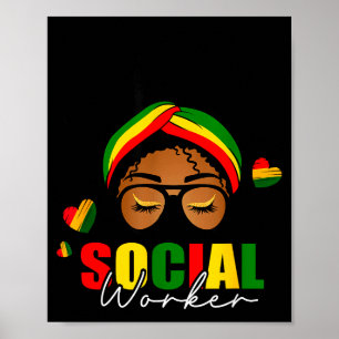 Black History Month Social Worker Messy Bun Hair A Poster