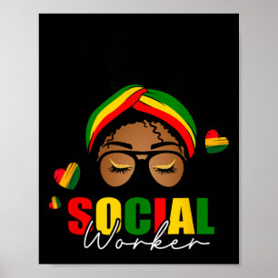 Black History Month Social Worker Messy Bun Hair A Poster