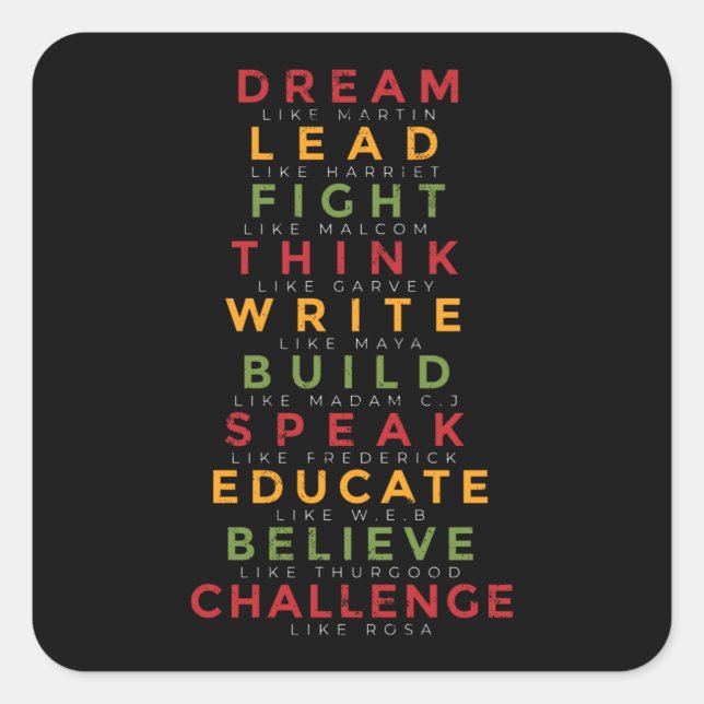 Black history month square sticker (Front)