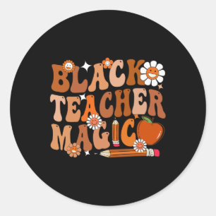 Black History Month Teacher Groovy Black Teacher M Classic Round Sticker