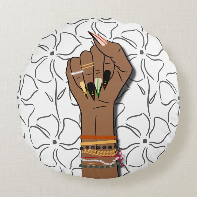 Black History Month Tribute: African Diaspora Hand Round Cushion (Front)