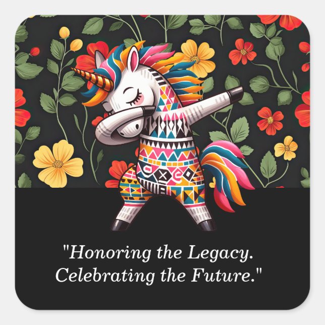 Black History Month  Unicorn Design | Square Sticker (Front)
