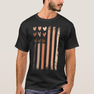 Black History Month Usa Flag Skin Tone Hearts Mela T-Shirt