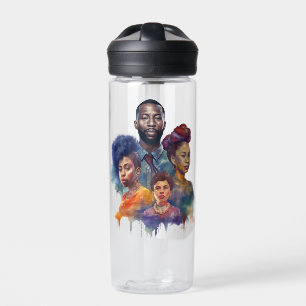 Black History Month Watercolor Afro Melanin Water Bottle