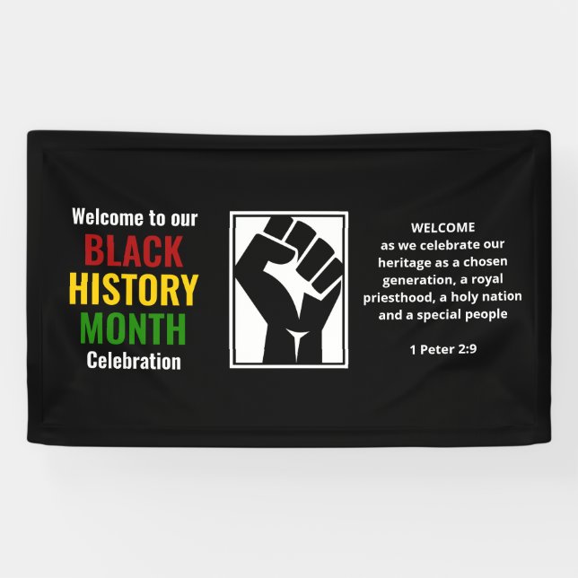BLACK HISTORY MONTH Welcome Celebration Power Fist Banner (Horizontal)