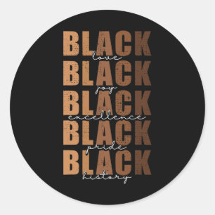 Black History Month Women Black Love Melanin Junet Classic Round Sticker