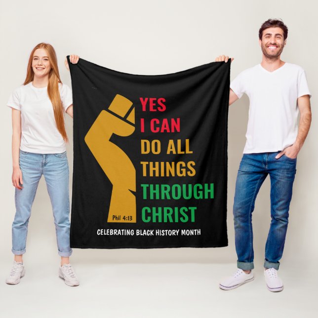 BLACK HISTORY MONTH Yes I Can Christian Fleece Blanket (In Situ)