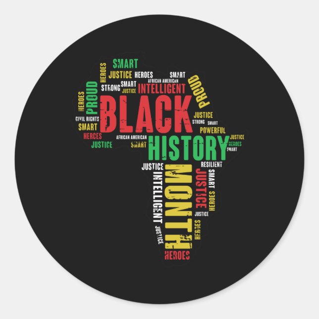 Black History Months African Continent Classic Round Sticker (Front)