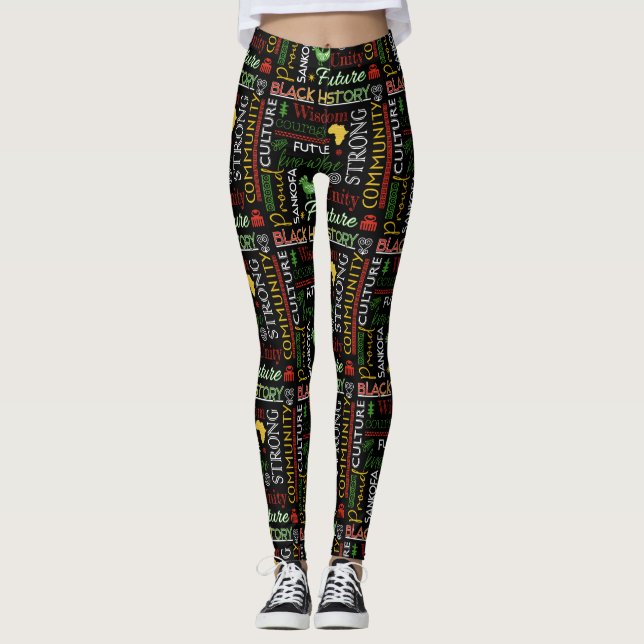 Black History Multi Design Women's Leggings  (Front)
