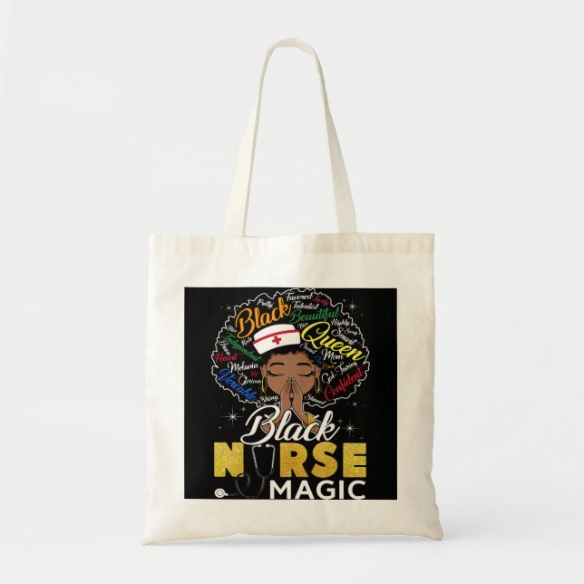Black History Nurse African American Pride Afro Wo Tote Bag (Front)