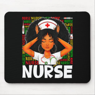 Black History Nurse Afro Melanin Woman Rn Cna Girl Mouse Mat