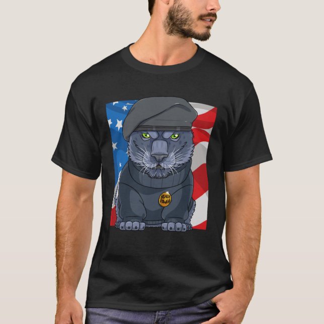 Black History Panther Party Patriotic African Amer T-Shirt (Front)