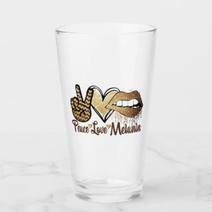 Black History Peace Love Melanin Glass Cup
