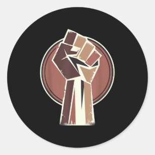 Black History Power Unity Hand Afro Motivation  Classic Round Sticker