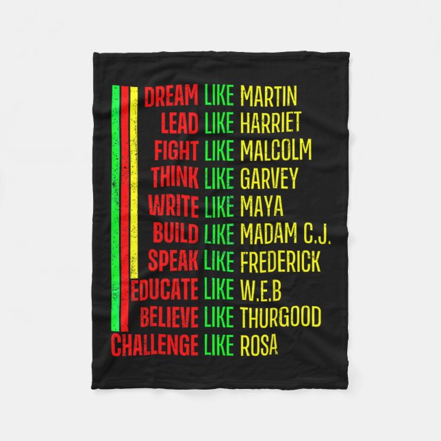 Black History Pride Martin Black Afro African  Fleece Blanket (Front)