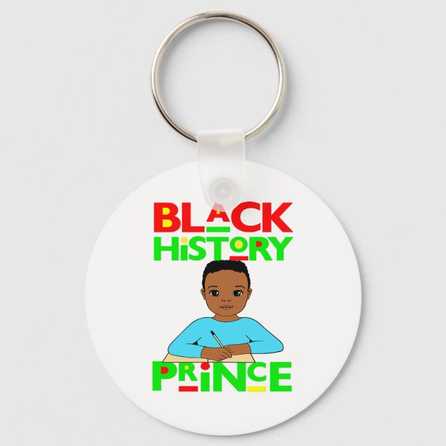Black History Prince Melanin Boy Son Bruh Brown Sk Key Ring (Front)