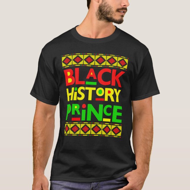 Black History Prince Melanin Boy Son Bruh Brown Sk T-Shirt (Front)
