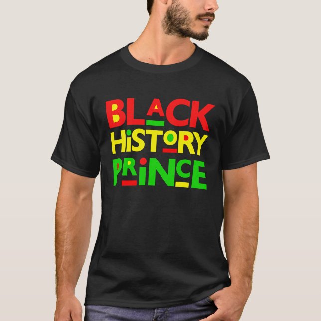 Black History Prince Melanin Boy Son Bruh Brown Sk T-Shirt (Front)